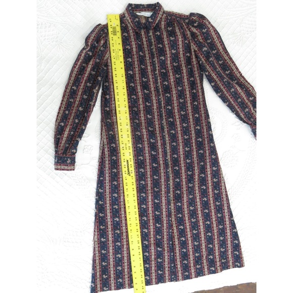 Vintage Herman Geist Floral Cotton Maxi Shirt Dress 10 Puff Sleeve Cottagecore - Picture 6 of 11